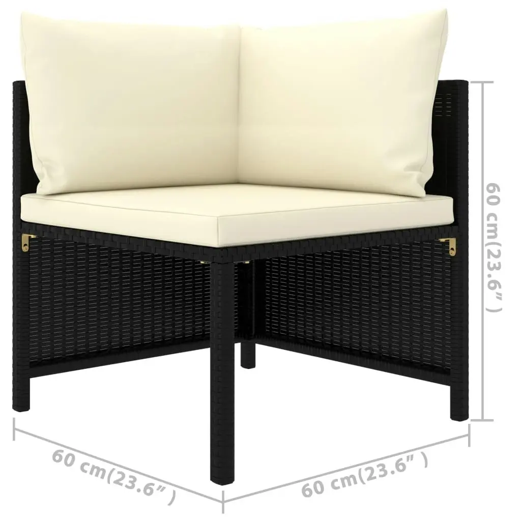 3 Piece Garden Lounge Set with Cushions Poly Rattan Black 3059778