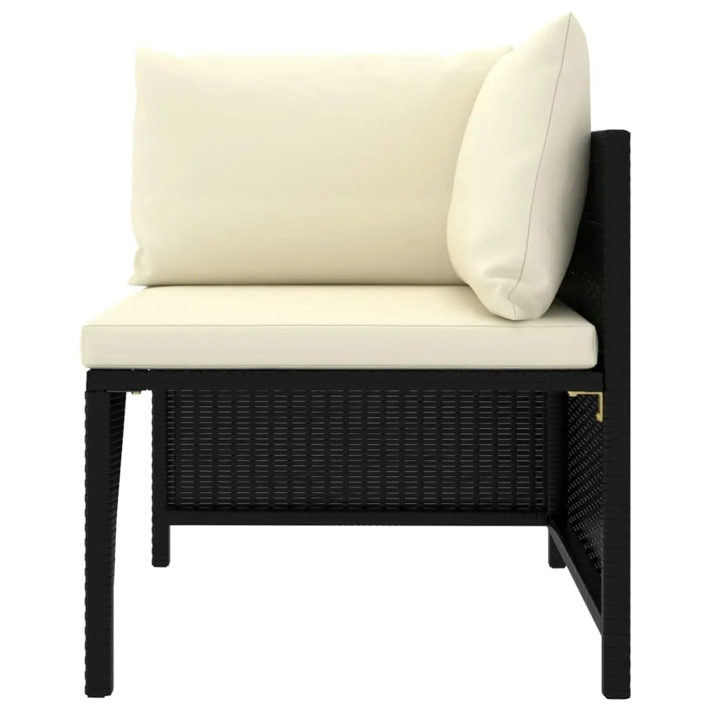 3 Piece Garden Lounge Set with Cushions Poly Rattan Black 3059778