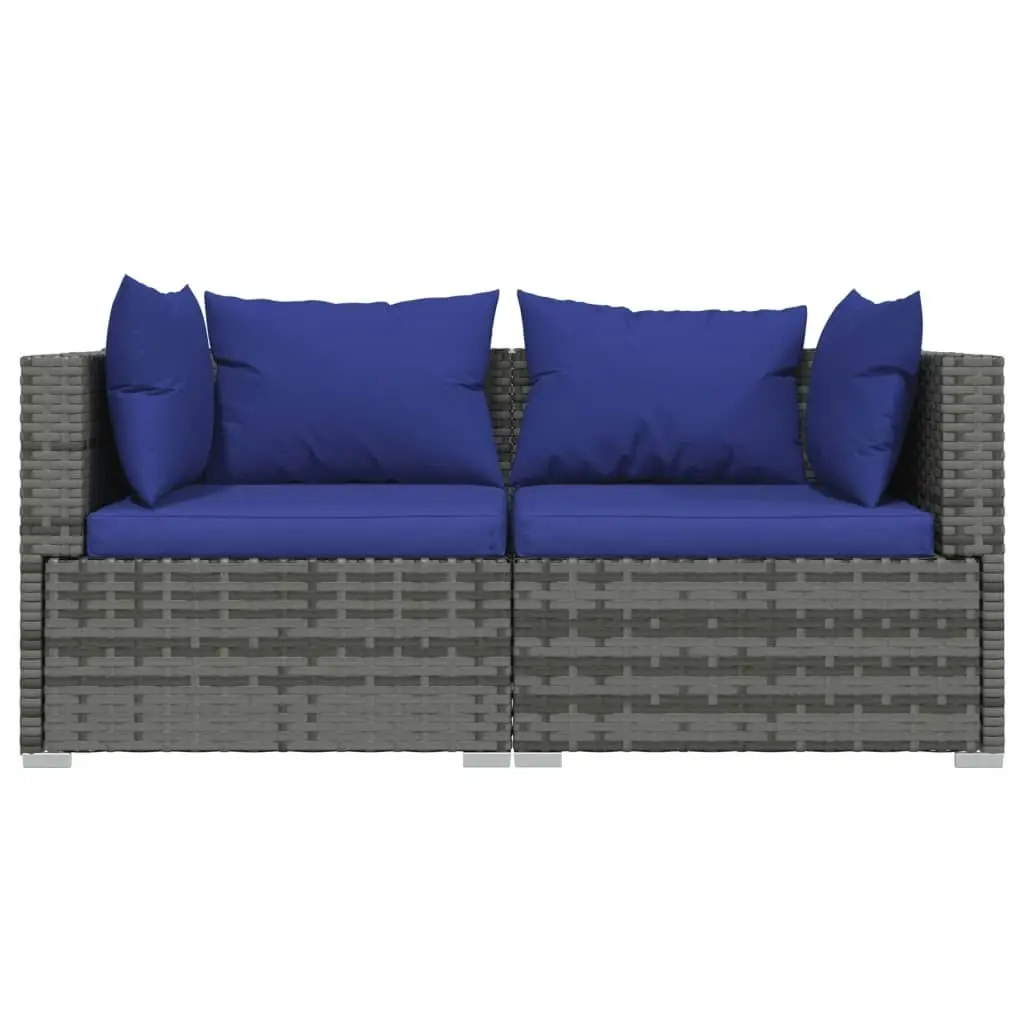 3 Piece Garden Lounge Set with Cushions Grey Poly Rattan 317565