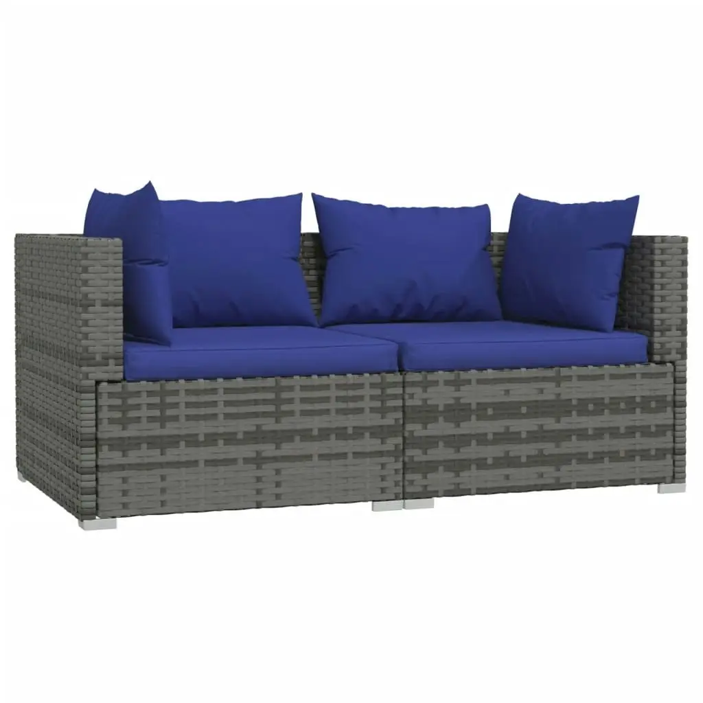 3 Piece Garden Lounge Set with Cushions Grey Poly Rattan 317565