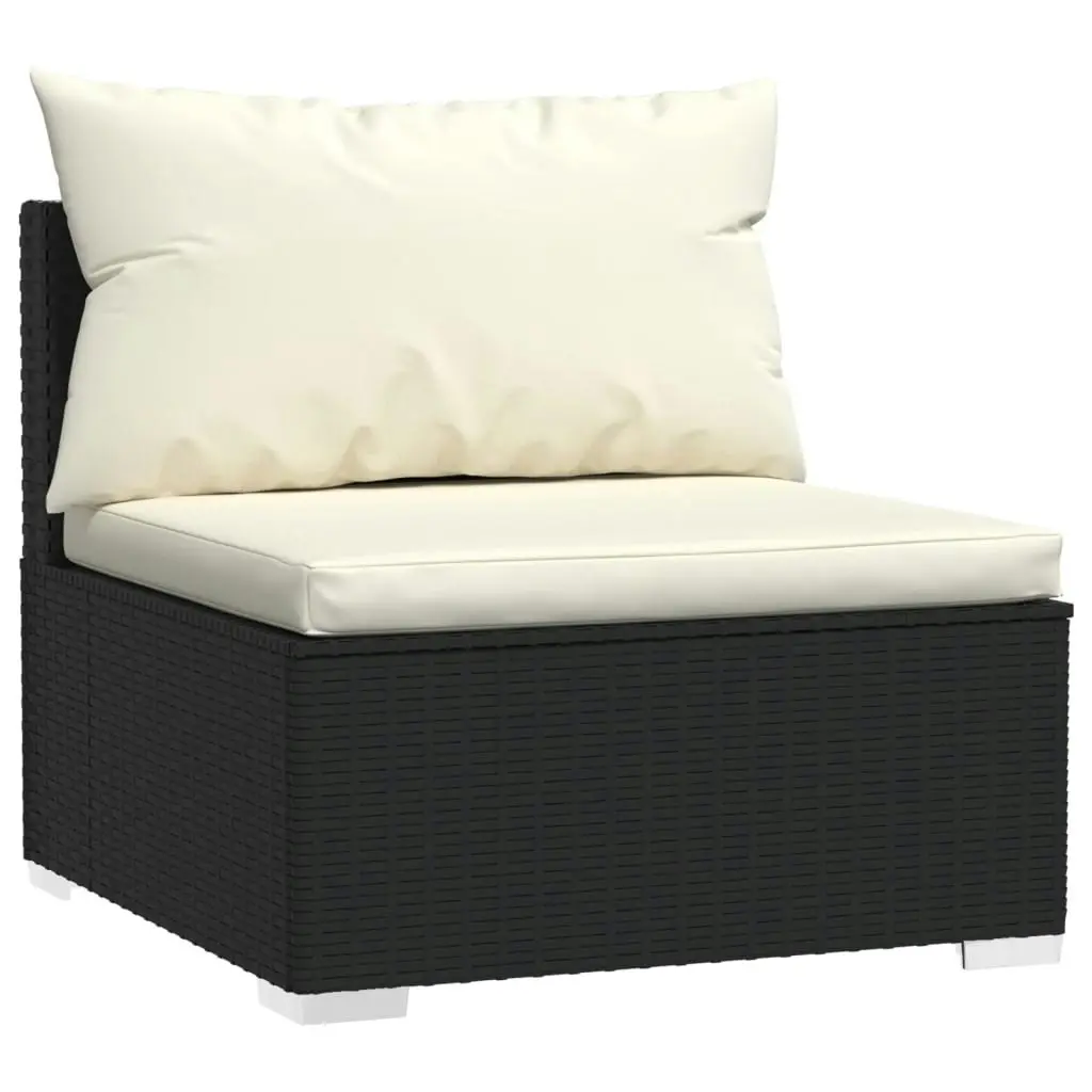 3 Piece Garden Lounge Set with Cushions Poly Rattan Black 3101399