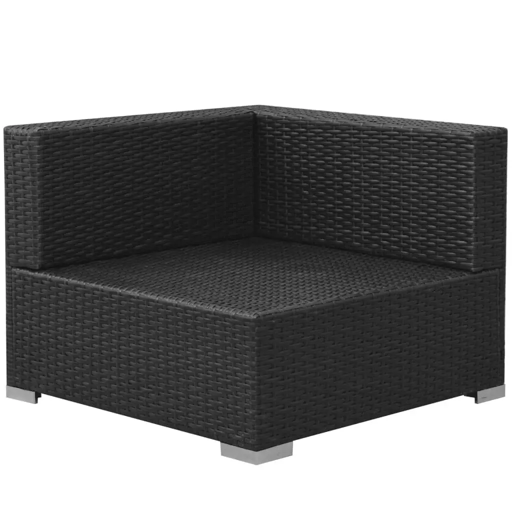 3 Piece Garden Lounge Set with Cushions Poly Rattan Black 42748