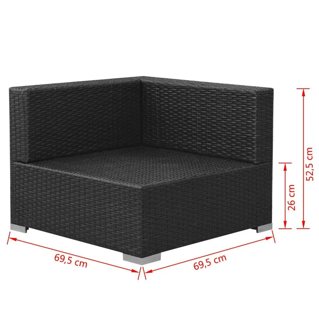 3 Piece Garden Lounge Set with Cushions Poly Rattan Black 42748