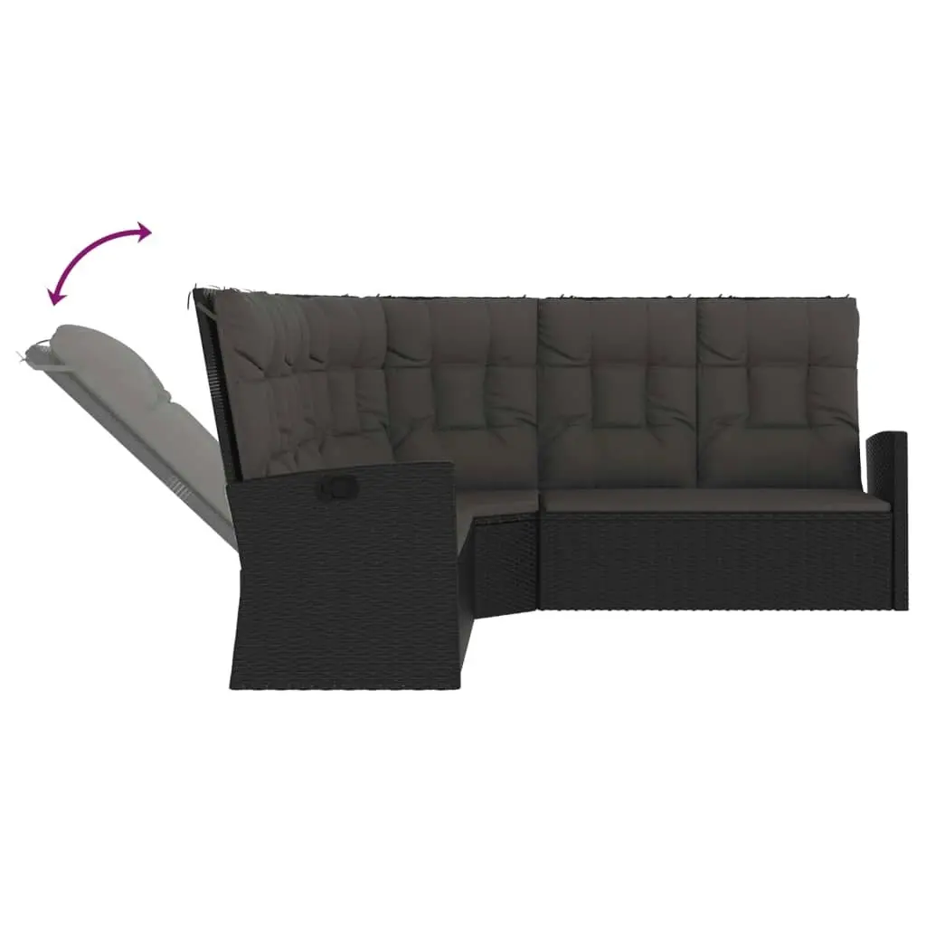 3 Piece Garden Lounge Set with Cushions Black Poly Rattan 362177