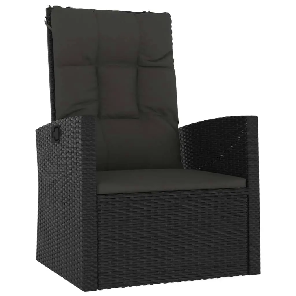 3 Piece Garden Lounge Set with Cushions Black Poly Rattan 362177