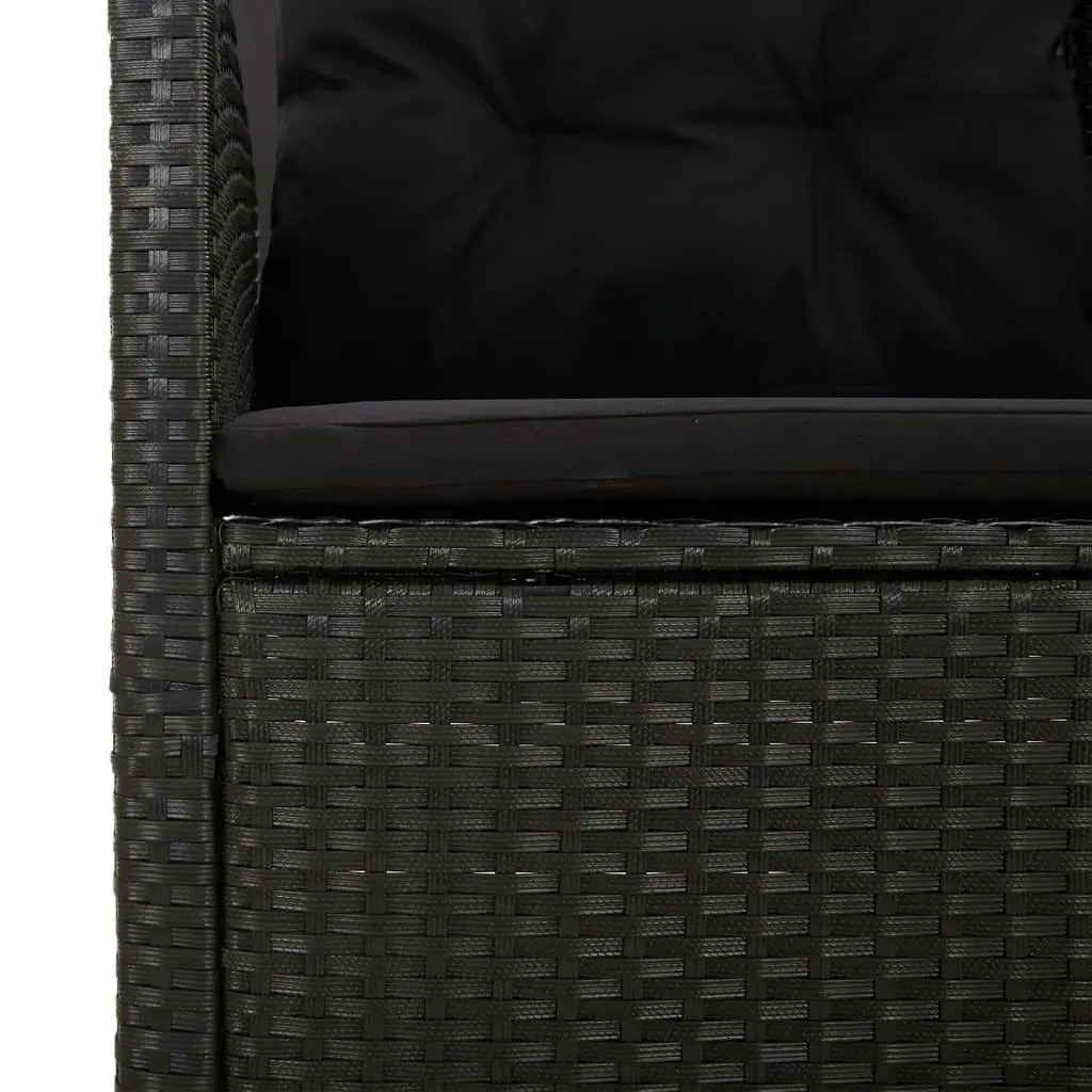 3 Piece Garden Lounge Set with Cushions Black Poly Rattan 362177