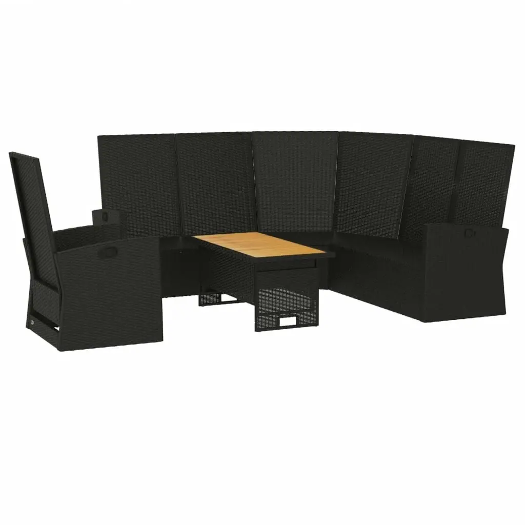 3 Piece Garden Lounge Set with Cushions Black Poly Rattan 362177