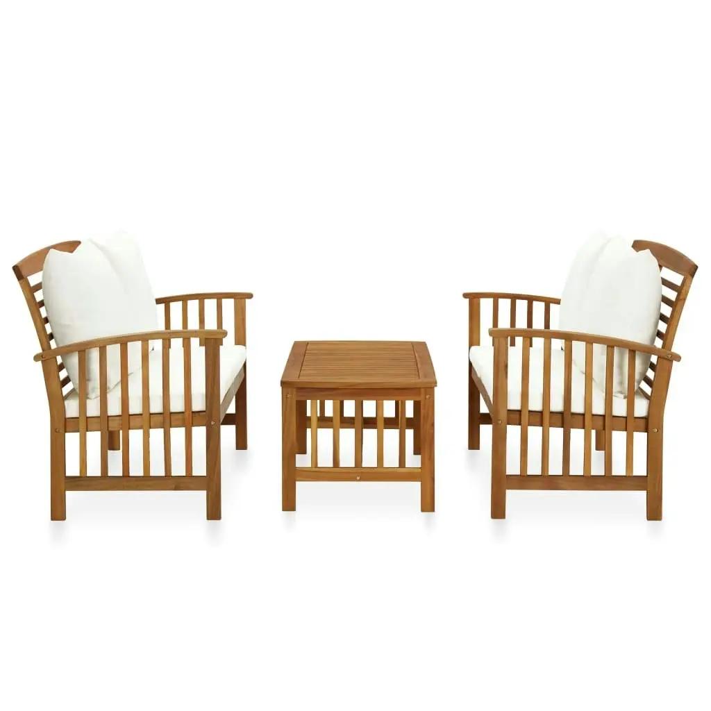 3 Piece Garden Lounge Set with Cushions Solid Acacia Wood 3057976