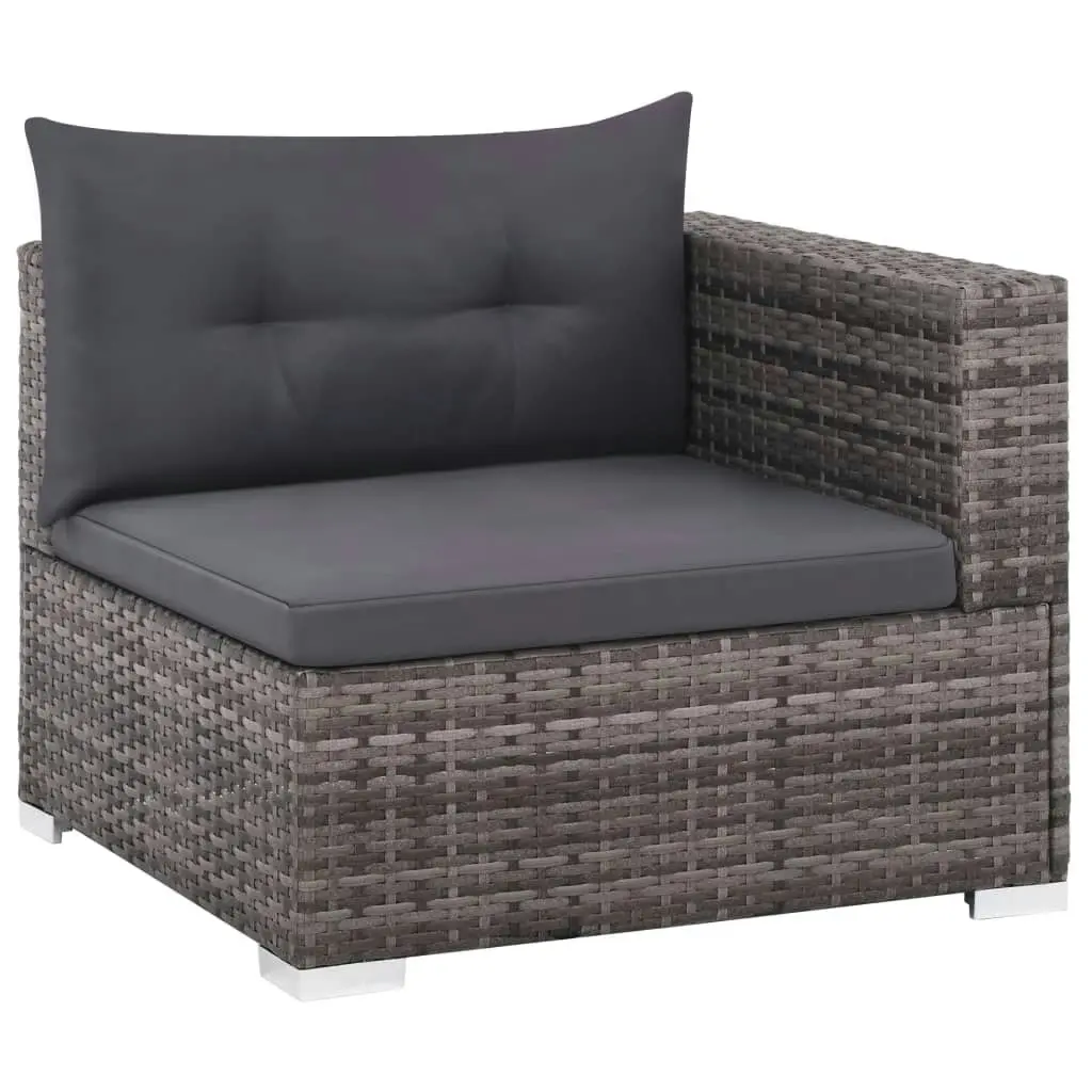 3 Piece Garden Lounge Set with Cushions Poly Rattan Grey 44427