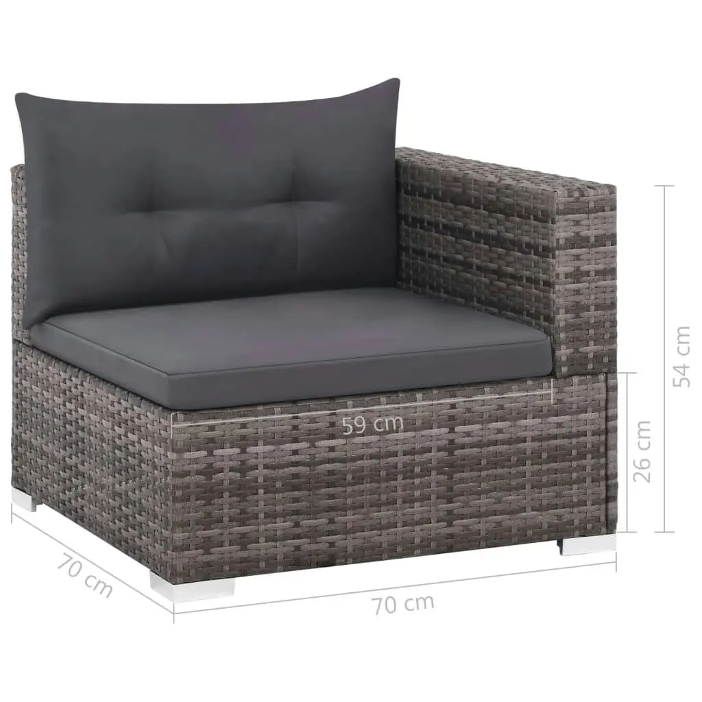 3 Piece Garden Lounge Set with Cushions Poly Rattan Grey 44427