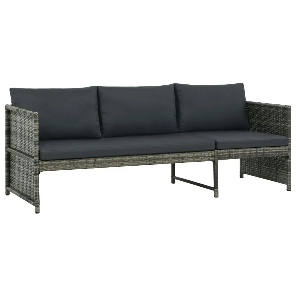 3 Piece Garden Lounge Set with Cushions Poly Rattan Grey 44480