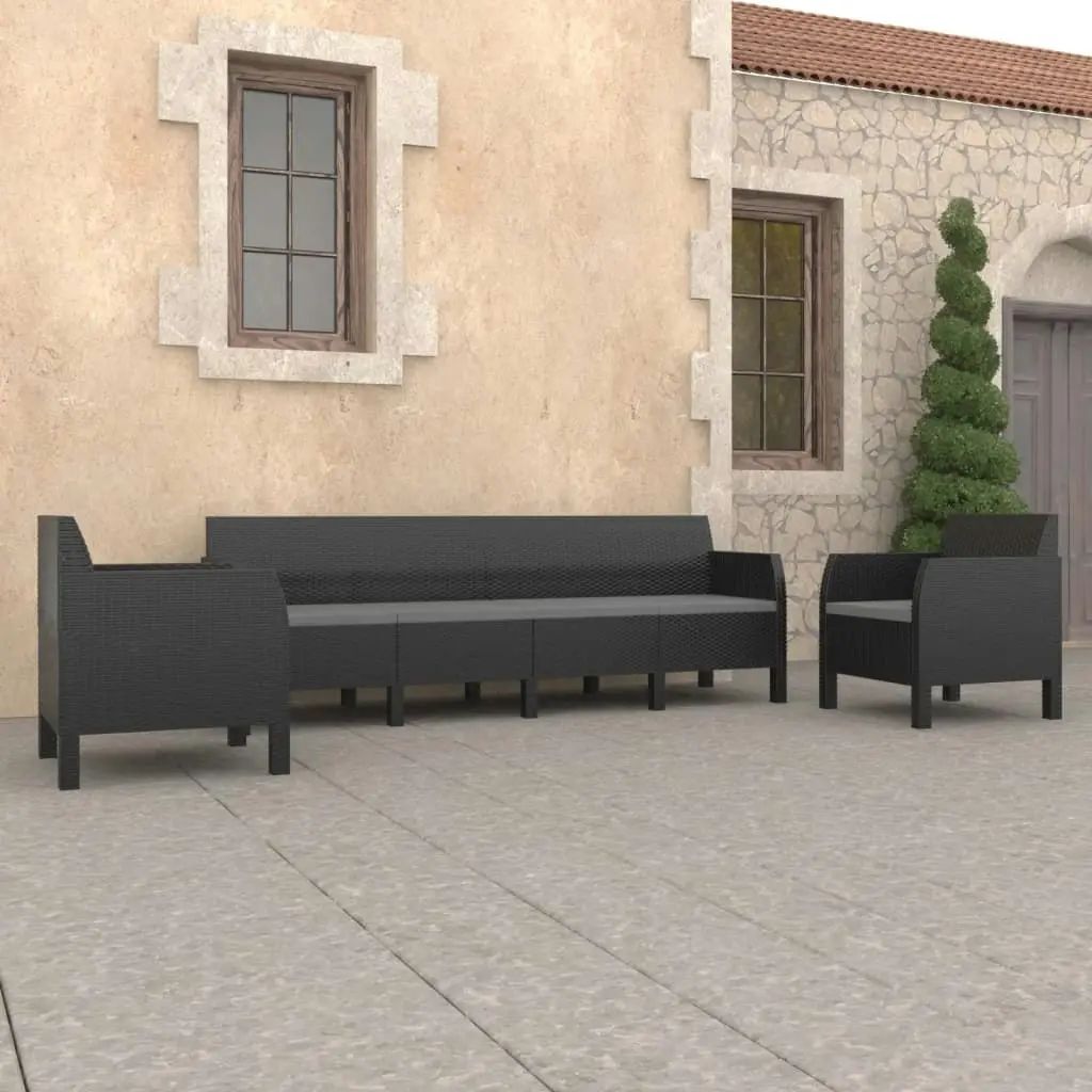 3 Piece Garden Lounge Set with Cushions PP Rattan Anthracite 3079675