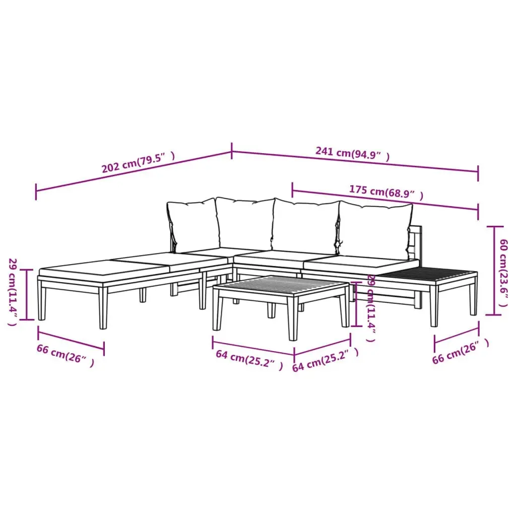 3 Piece Garden Lounge Set with Dark Grey Cushions Acacia Wood 3087265