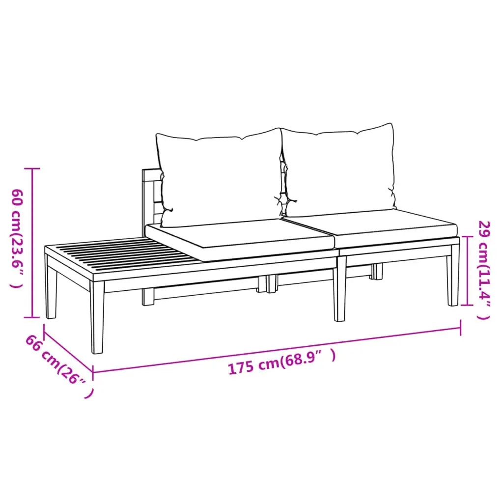 3 Piece Garden Lounge Set with Dark Grey Cushions Acacia Wood 3087265