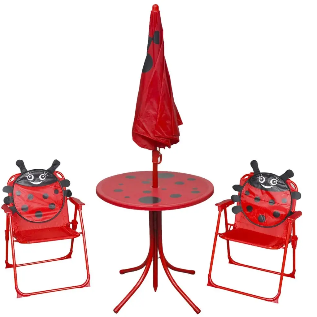 3 Piece Kids' Garden Bistro Set with Parasol Red 41842