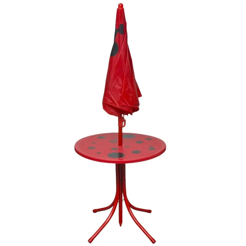 3 Piece Kids' Garden Bistro Set with Parasol Red 41842