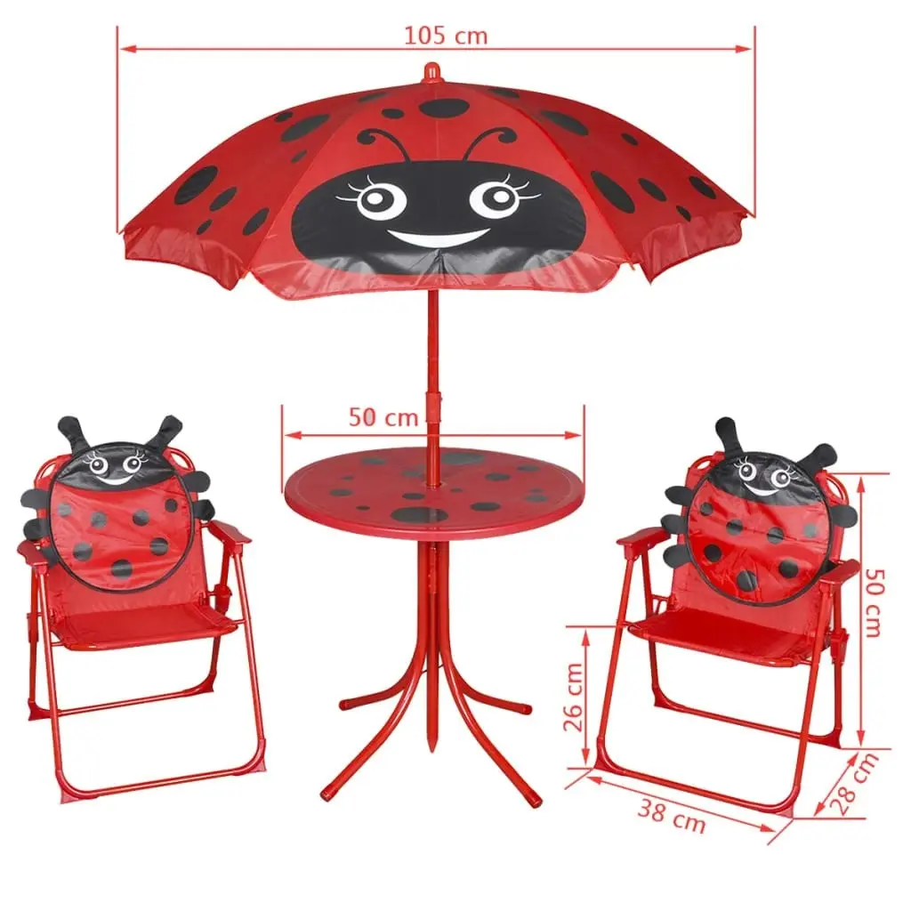 3 Piece Kids' Garden Bistro Set with Parasol Red 41842