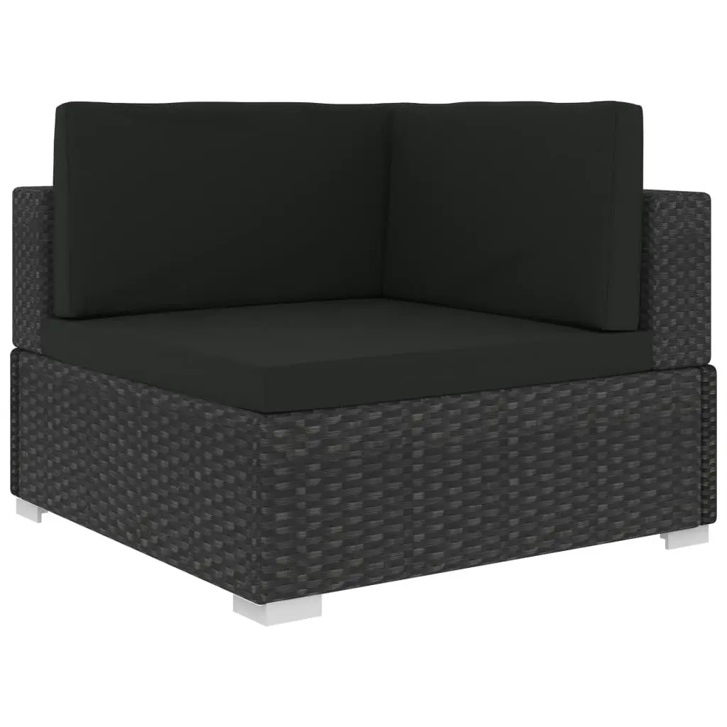 3 Piece Garden Sofa Set with Cushions Poly Rattan Black 47267