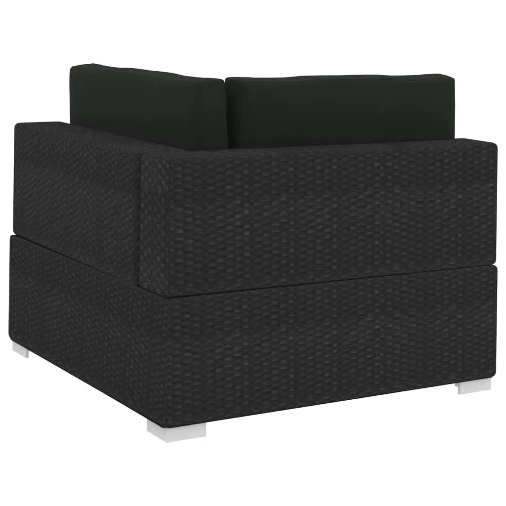 3 Piece Garden Sofa Set with Cushions Poly Rattan Black 47267