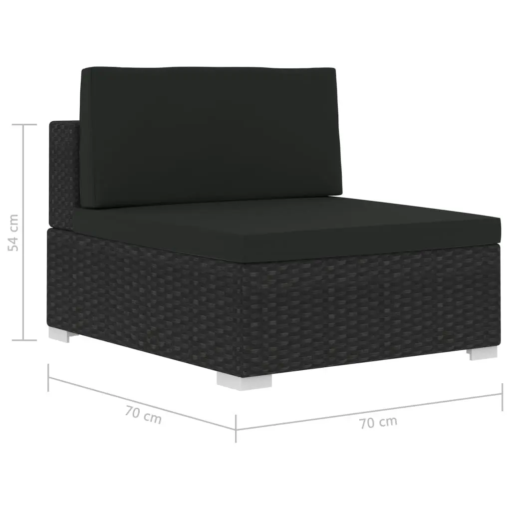 3 Piece Garden Sofa Set with Cushions Poly Rattan Black 47267