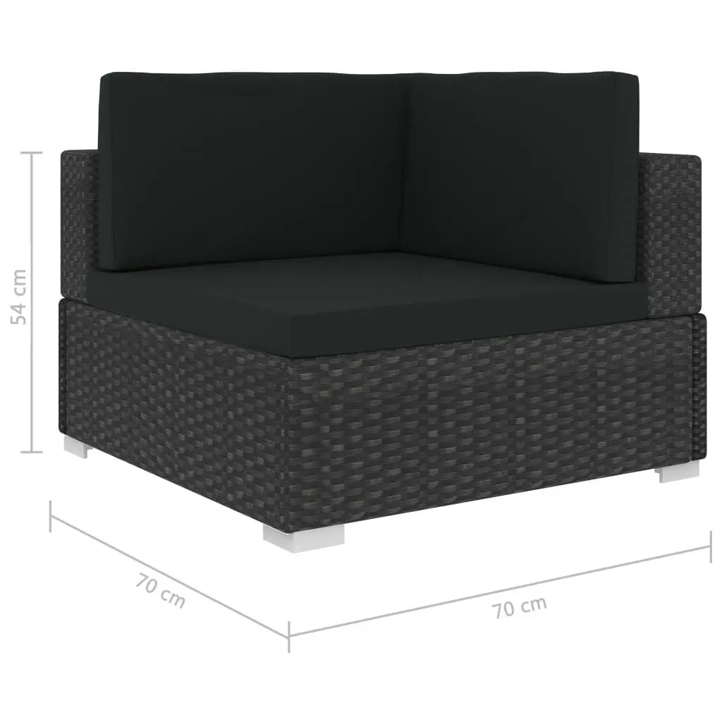 3 Piece Garden Sofa Set with Cushions Poly Rattan Black 47267