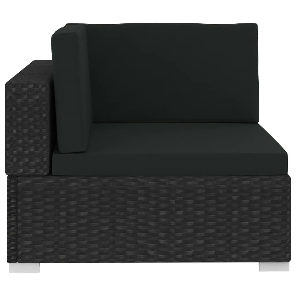 3 Piece Garden Sofa Set with Cushions Poly Rattan Black 47267