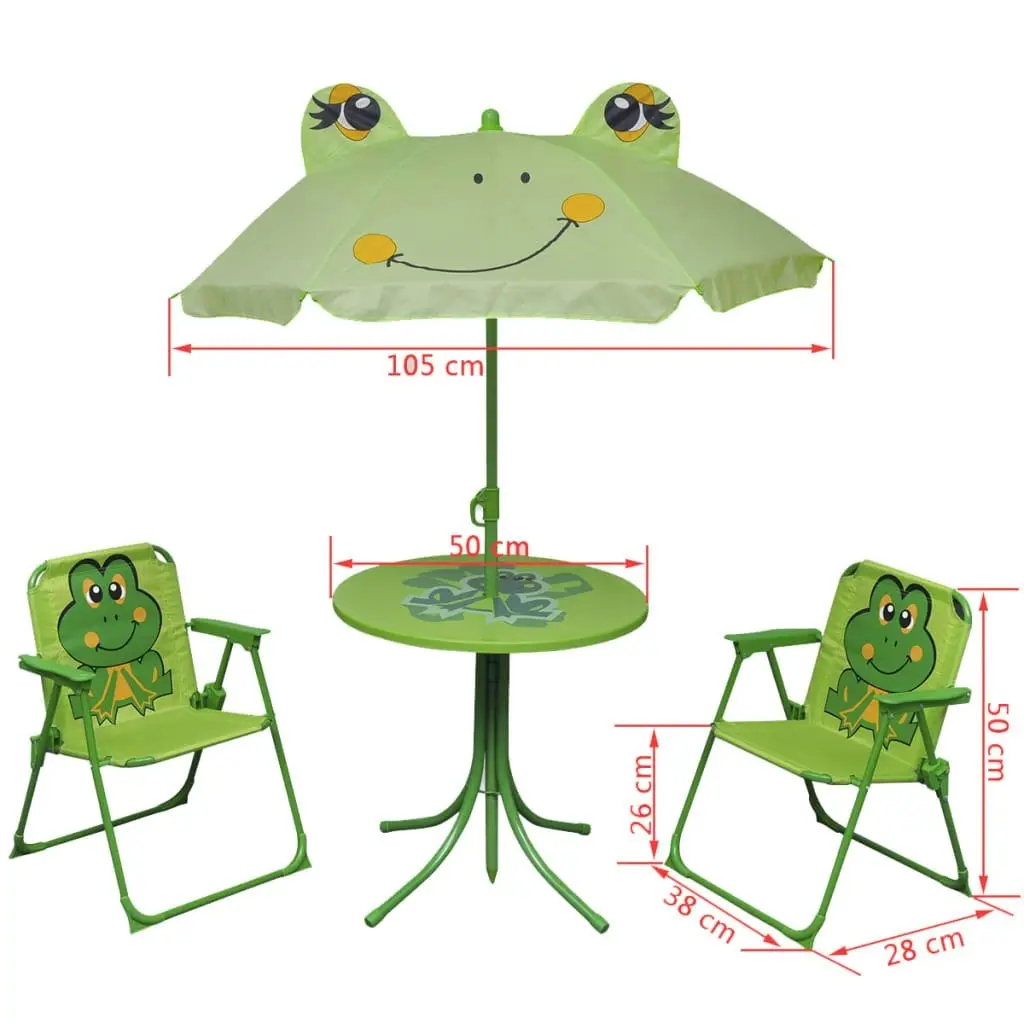 3 Piece Kids' Garden Bistro Set with Parasol Green 41843