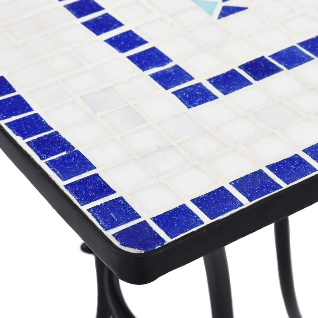 3 Piece Mosaic Bistro Set Ceramic Tile Blue and White 279413