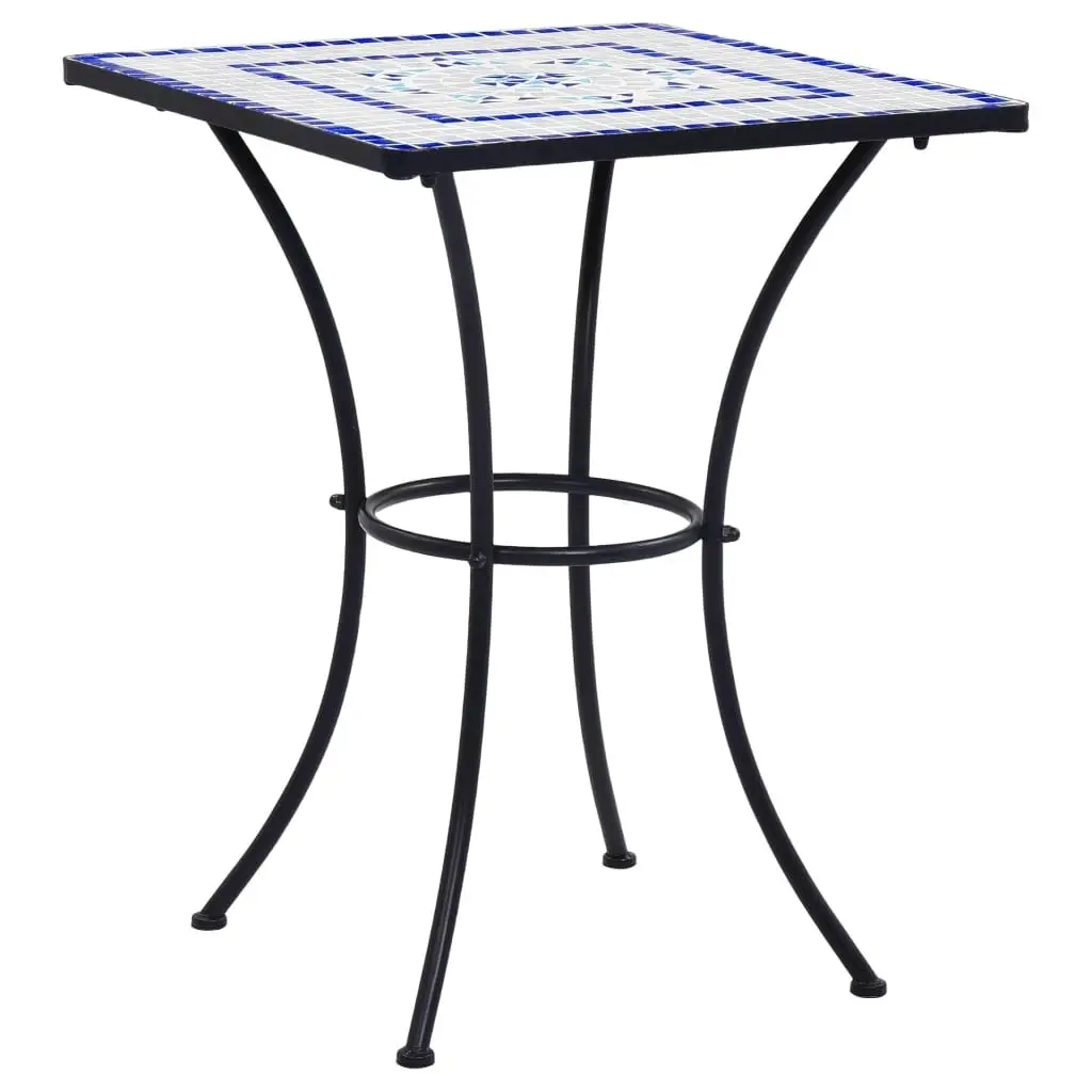 3 Piece Mosaic Bistro Set Ceramic Tile Blue and White 279413