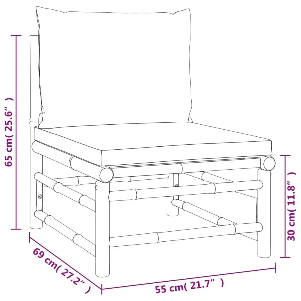 3 Piece Garden Lounge Set with Taupe Cushions  Bamboo 3155140