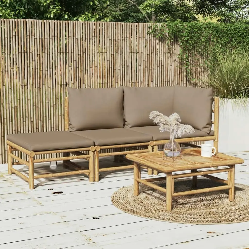 3 Piece Garden Lounge Set with Taupe Cushions  Bamboo 3155140