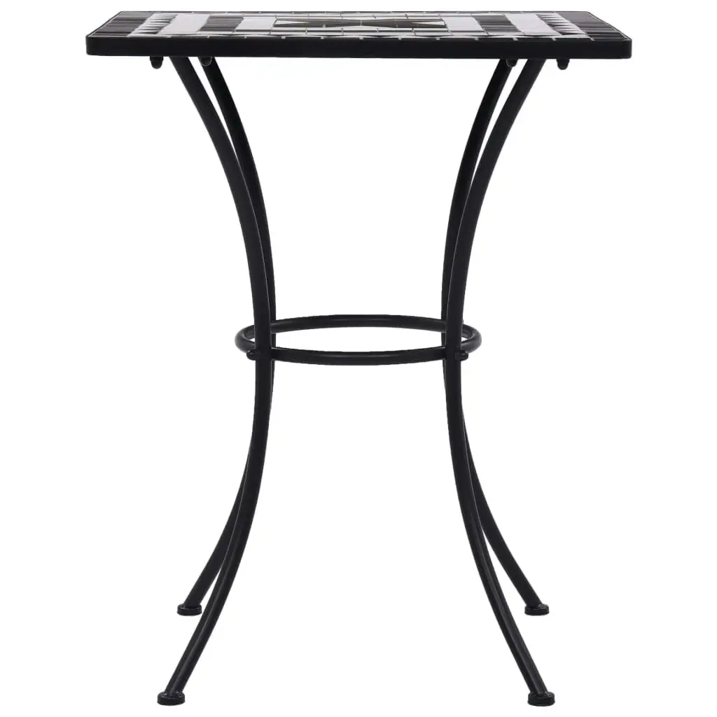 3 Piece Mosaic Bistro Set Ceramic Tile Black and White 279414