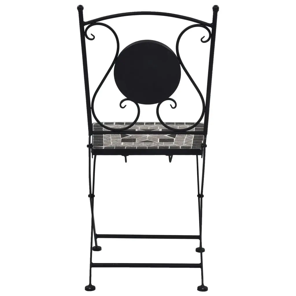 3 Piece Mosaic Bistro Set Ceramic Tile Grey 279690