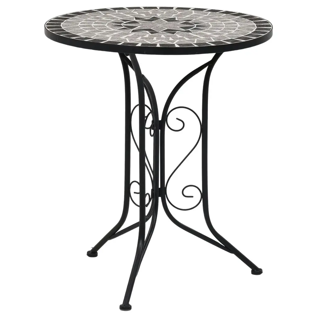 3 Piece Mosaic Bistro Set Ceramic Tile Grey 279690