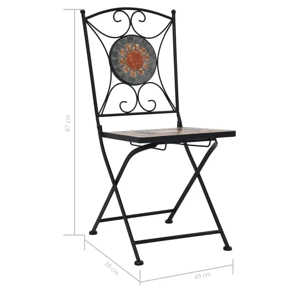 3 Piece Mosaic Bistro Set Ceramic Tile Orange/Grey 279691