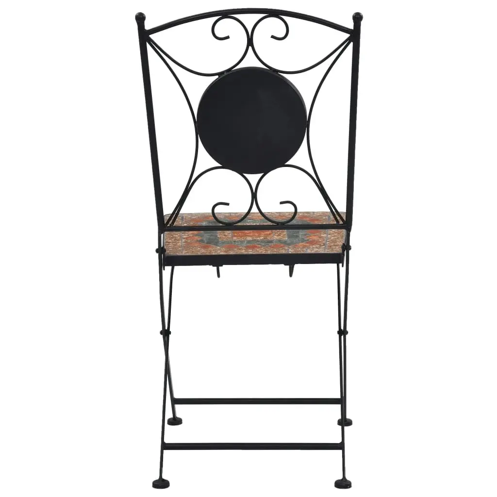 3 Piece Mosaic Bistro Set Ceramic Tile Orange/Grey 279691