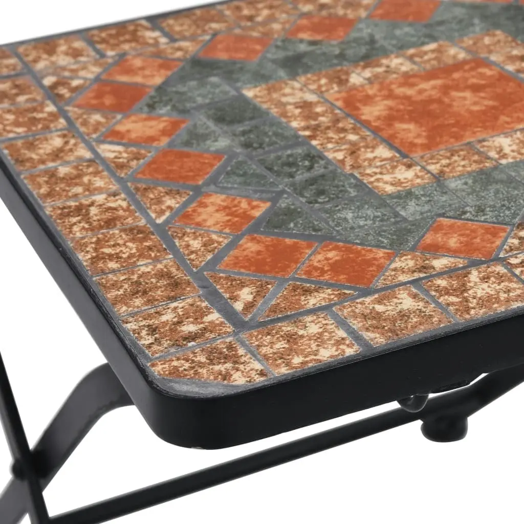 3 Piece Mosaic Bistro Set Ceramic Tile Orange/Grey 279691