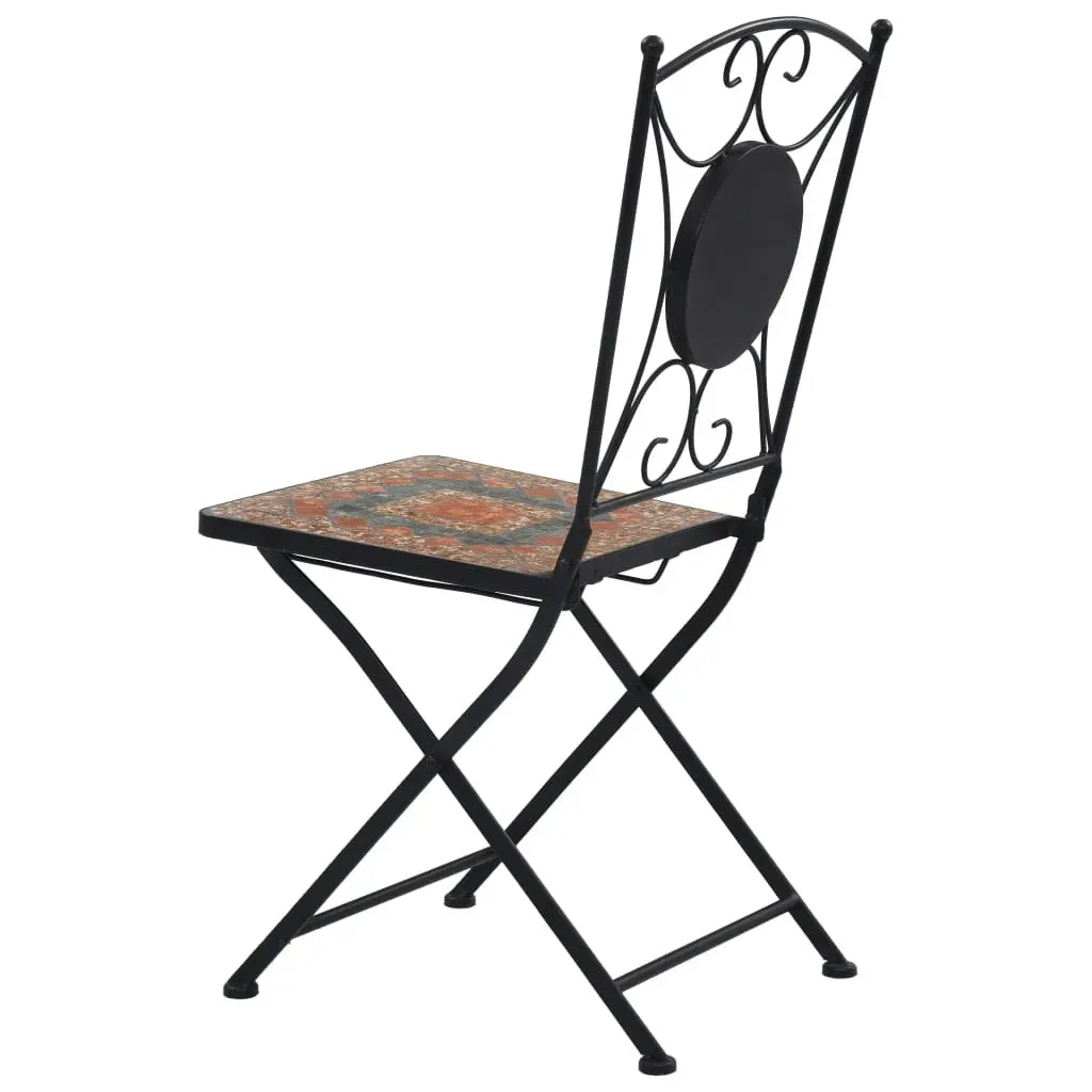 3 Piece Mosaic Bistro Set Ceramic Tile Orange/Grey 279691