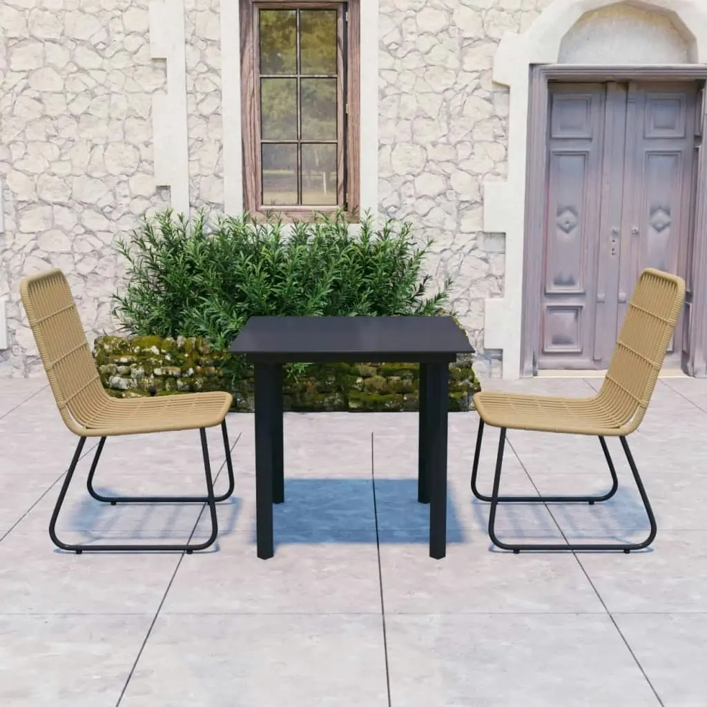 3 Piece Outdoor Dining Set Poly Rattan and Glass 3060237