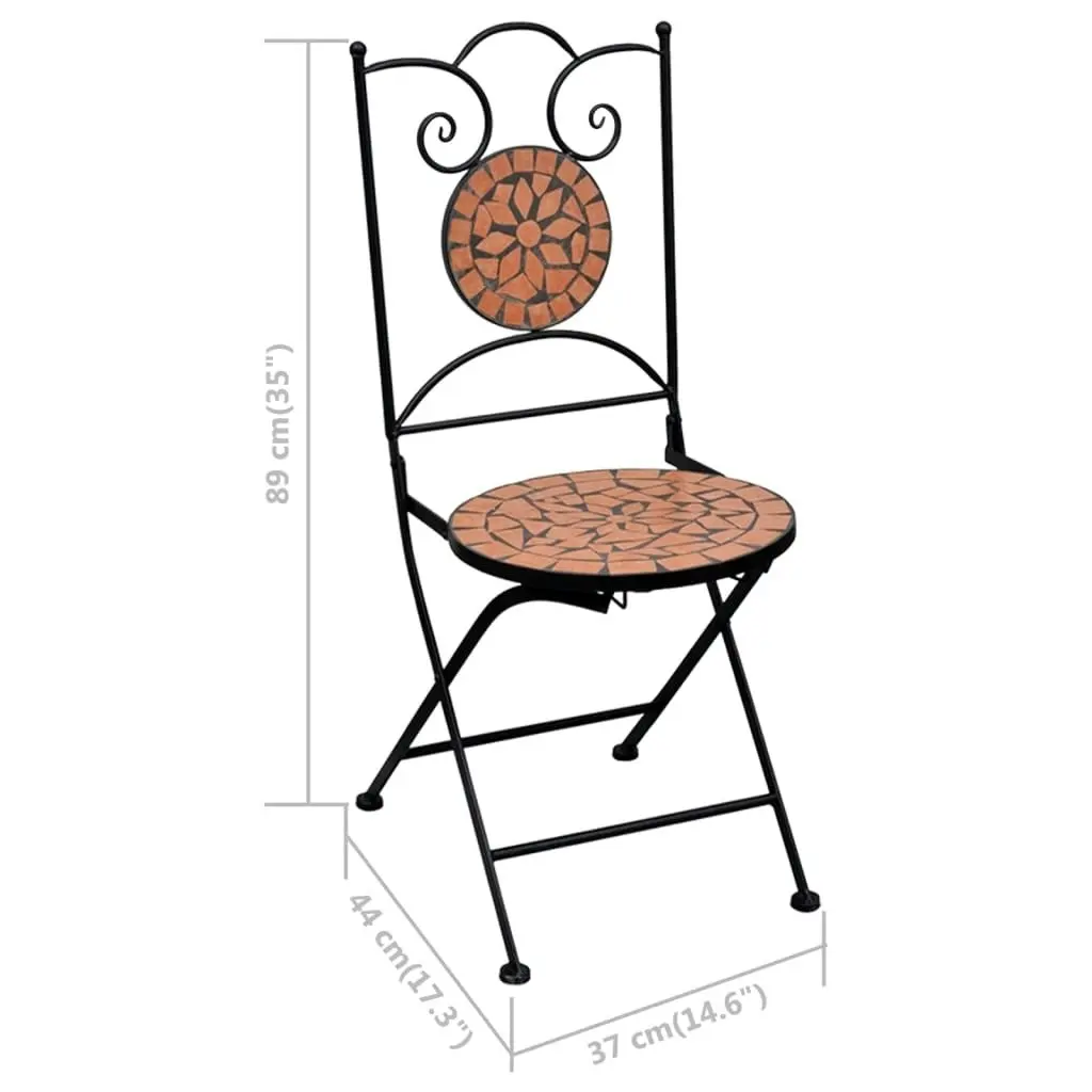 3 Piece Mosaic Bistro Set Ceramic Tile Terracotta 279412