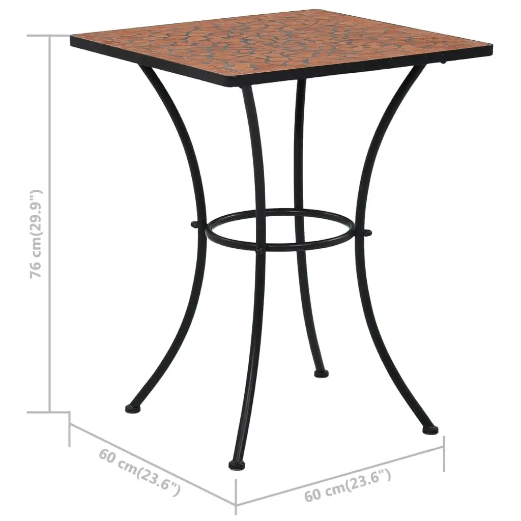 3 Piece Mosaic Bistro Set Ceramic Tile Terracotta 279412