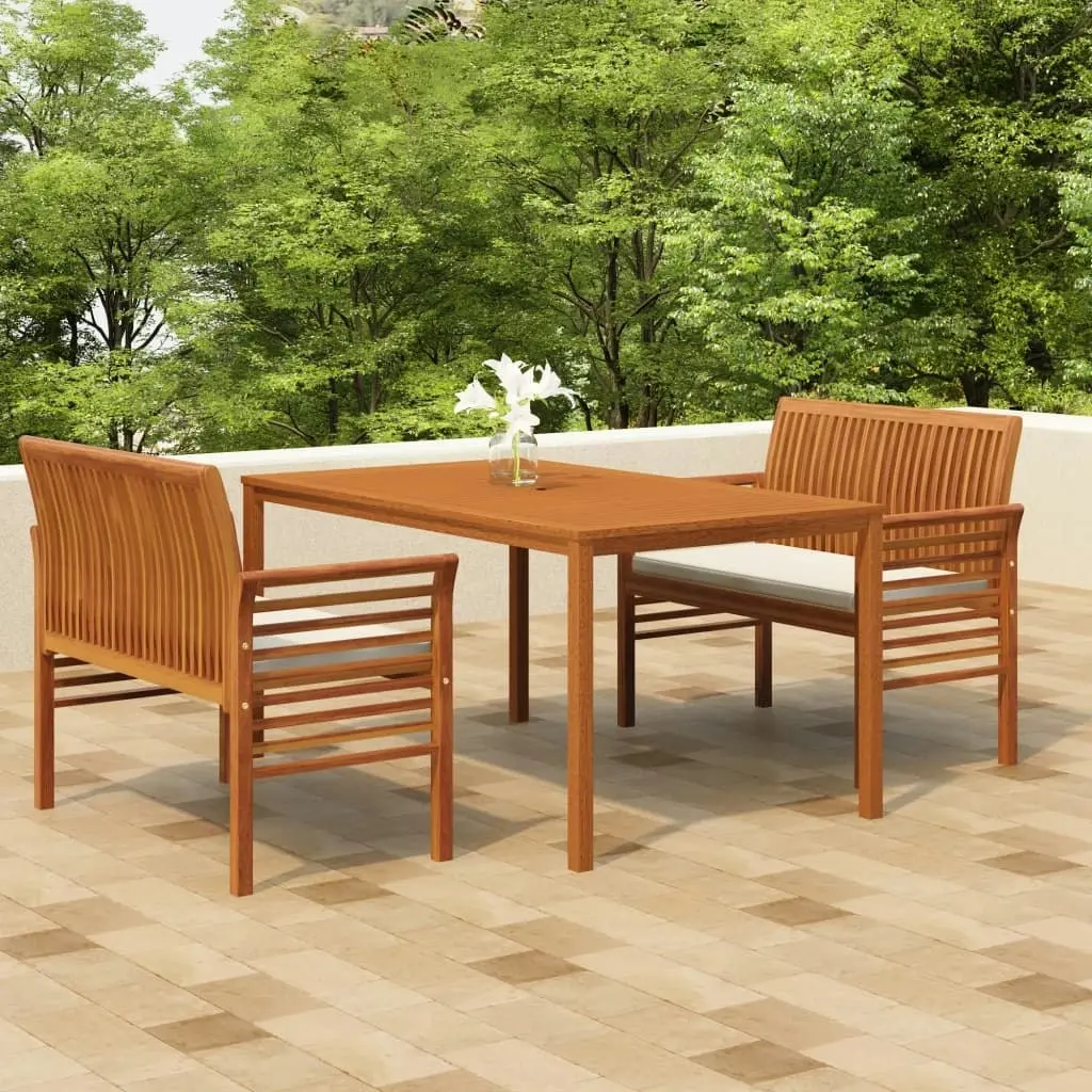 3 Piece Outdoor Dining Set with Cushions Solid Wood Acacia 3120457