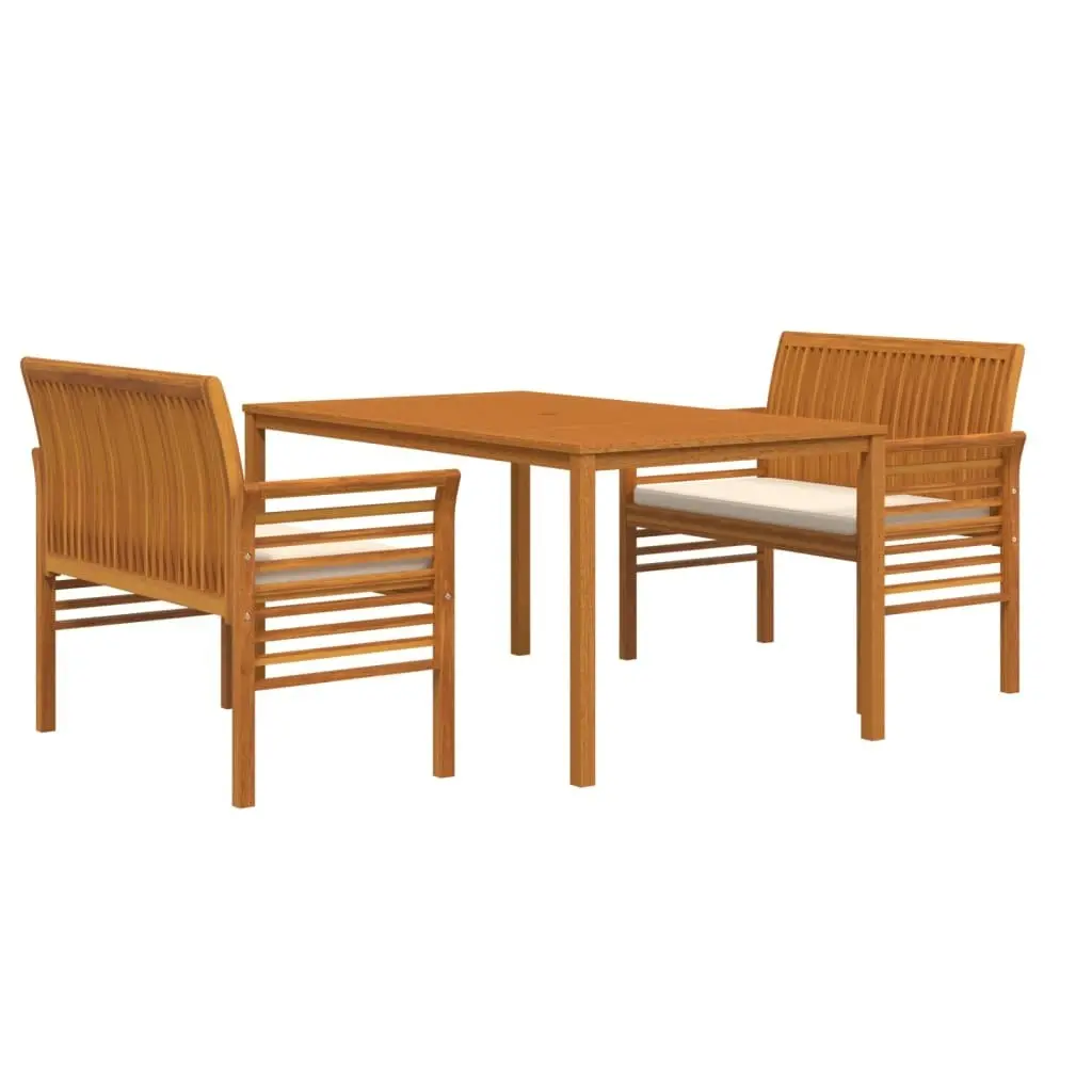 3 Piece Outdoor Dining Set with Cushions Solid Wood Acacia 3120457