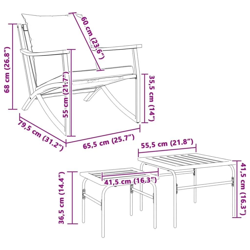 4 Piece Balcony Furniture Set with Cushions Black Steel 4009305