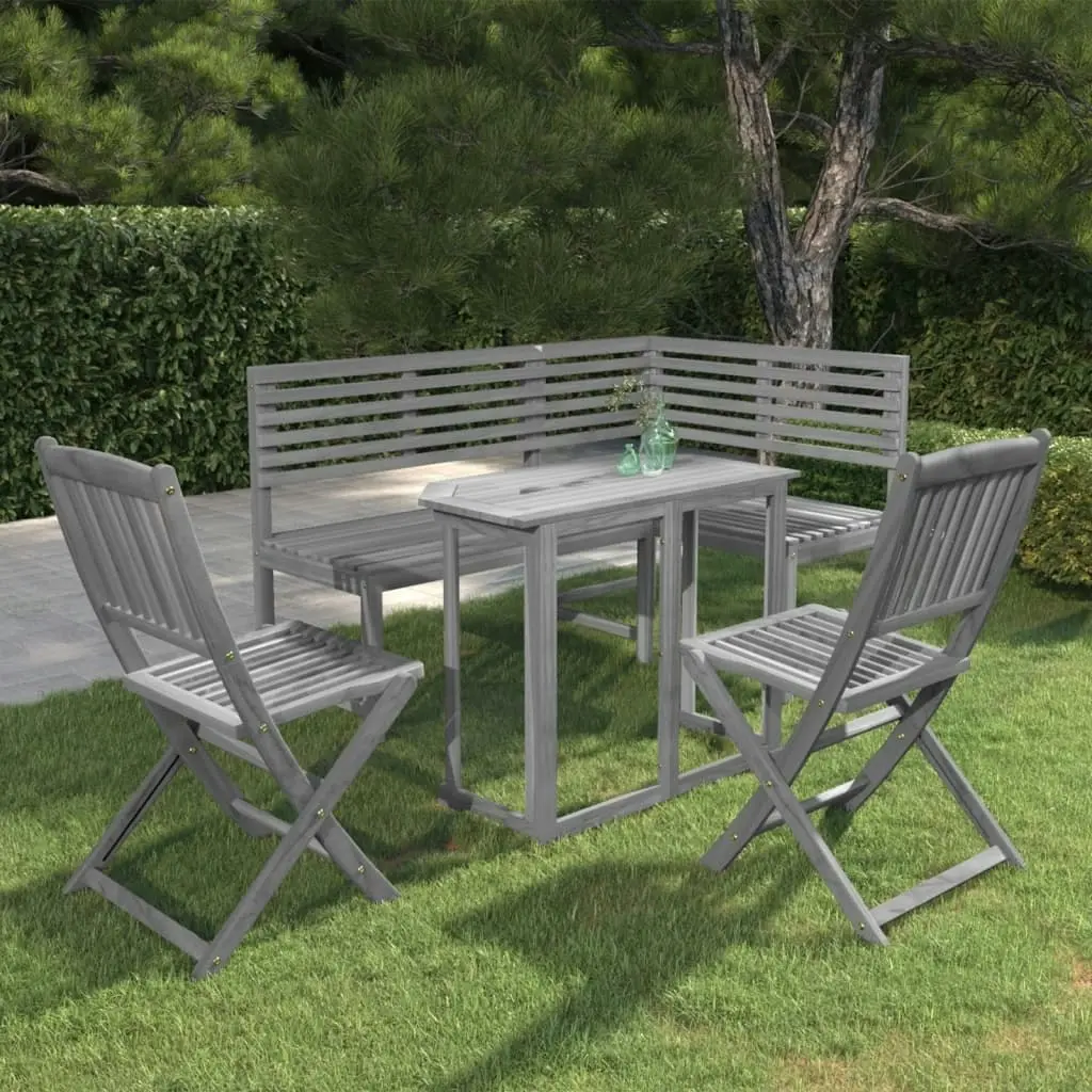 4 Piece Bistro Set Solid Acacia Wood Grey 3057867