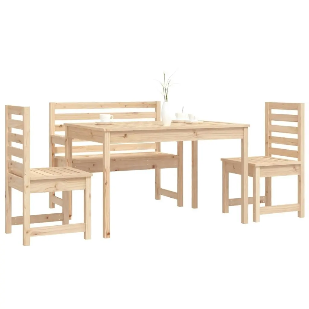 4 Piece Garden Dining Set Solid Wood Pine 3154689