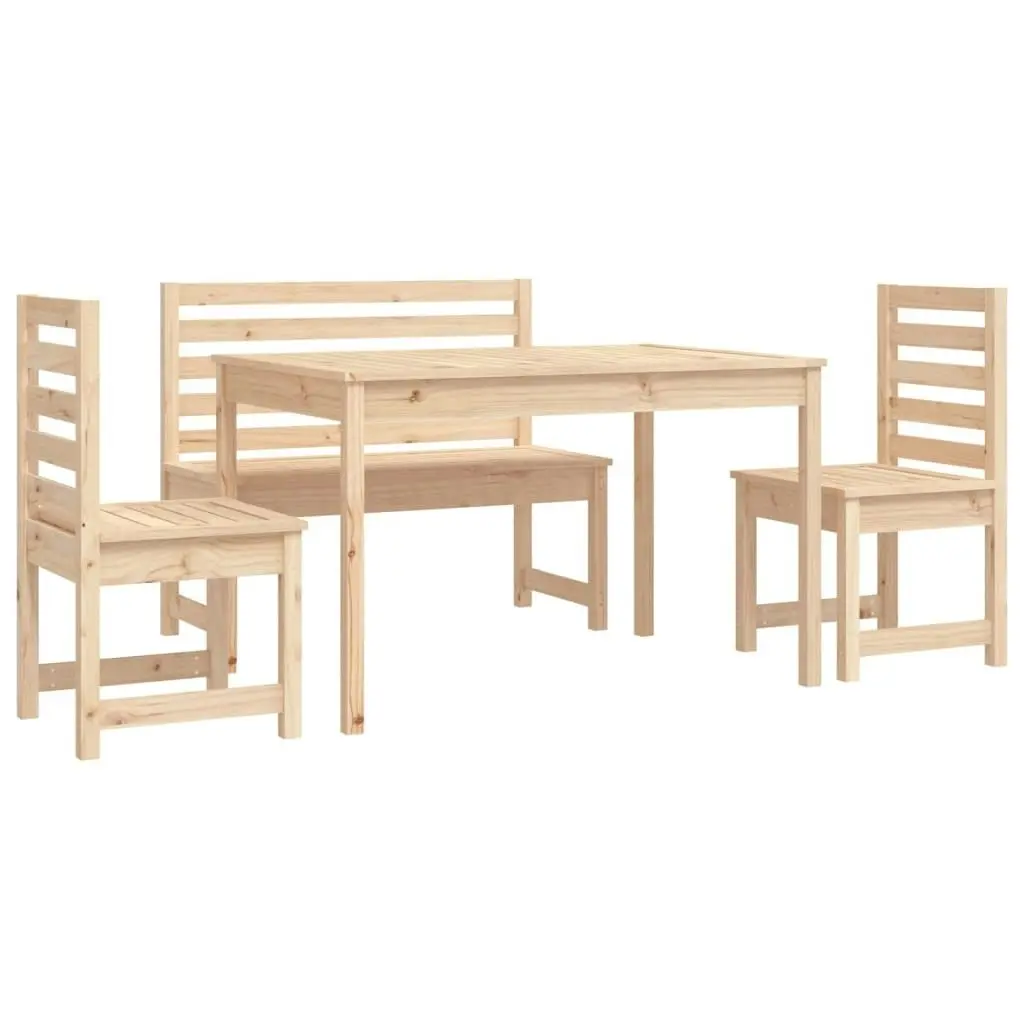 4 Piece Garden Dining Set Solid Wood Pine 3154695