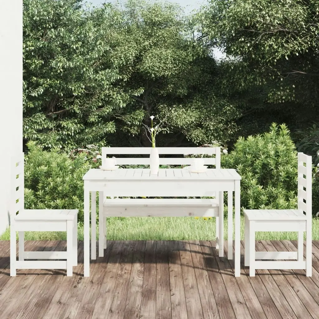 4 Piece Garden Dining Set White Solid Wood Pine 3154690