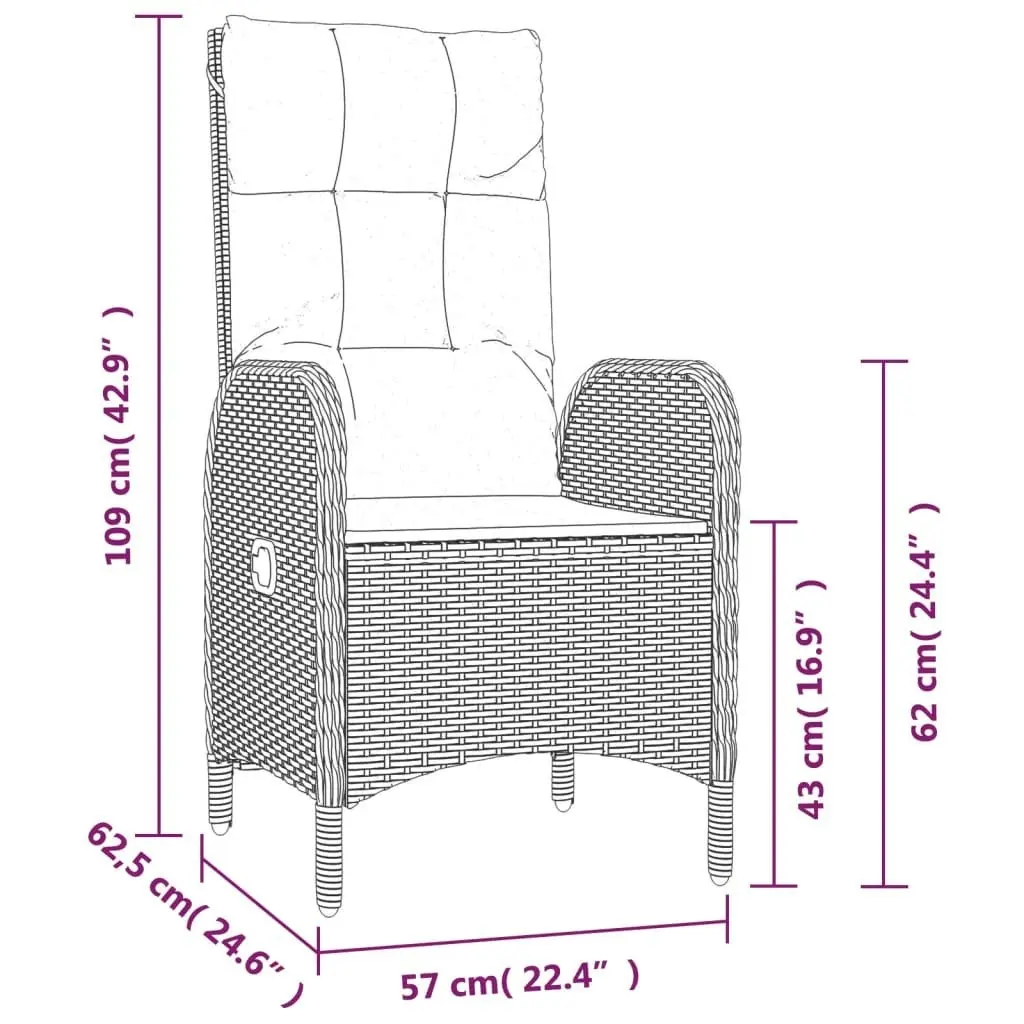 4 Piece Garden Dining Set with Cushions Grey Poly Rattan 3185083