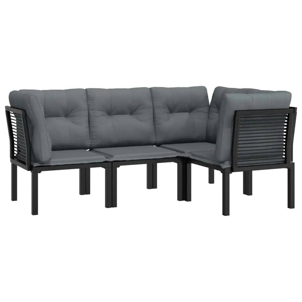 4 Piece Garden Lounge Set Black and Grey Poly Rattan 3187751